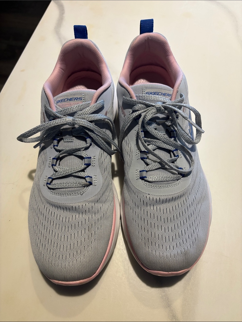 Skechers Women's Light Gray with Pink and Blue Athletic Sneakers